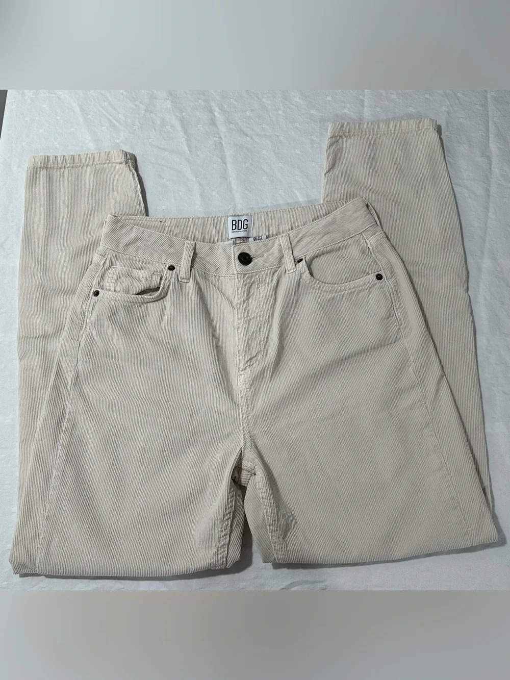 BDG Urban Outfitters Cream Corduroy Mom Pants 28